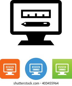 Computer Monitor With Pencil And Ruler / CAD Icon