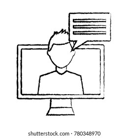 computer monitor with person talking on screen icon image 
