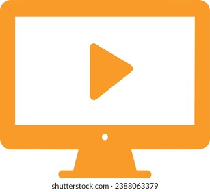 computer monitor with a play button, representing video playback, streaming, online content, and multimedia.