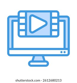 Computer monitor playing a video, suitable for web design projects or digital content creation.