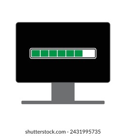 Computer monitor with progress bar icon vector