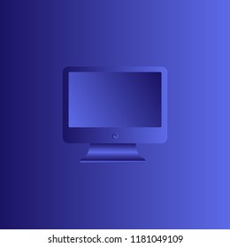 Computer monitor in purple tones on a violet background. Stylish design. Vector illustration.