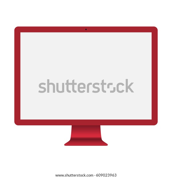 Computer Monitor Red Color Blank Screen Stock Vector (Royalty Free