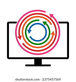 Computer monitor repair service Icons. Technical service symbol vector illustration