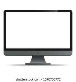 Écran d'ordinateur avec résolution ultra HD 4k et format 16:9, écran large icône de style réaliste isolée sur fond blanc. Illustration vectorielle