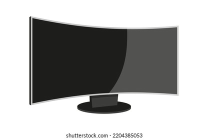 Computer monitor screen curved plasma black flat. Front view blank concept mockup realistic digital equipment icon ad tech store repair gadget setup sale web office electronic digital isolated white