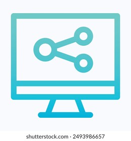 Computer Monitor, Screen, Desktop, Display, Social Network, Share Vector Icon, 