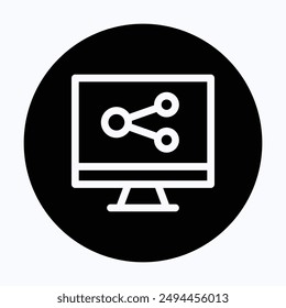 Computer Monitor, Screen, Desktop, Display, Social Network, Share Vector Icon, 