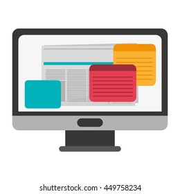 Computer monitor screen flat icon Isolated vector illustration