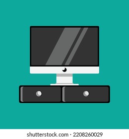 computer monitor screen illustration design flat design. computer illustration. personal computer