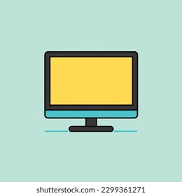 computer monitor, screen isolated on blue background. Vector illustration
