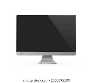 Computer monitor screen isolated on on transparent background. High quality device mockup. Electronic gadget. Realistic vector illustration.