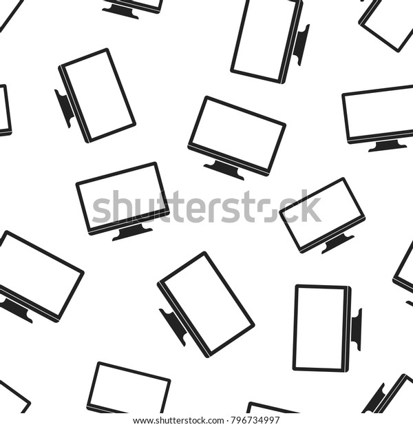 Computer monitor\
seamless pattern background. Business flat vector illustration. Tv\
sign symbol pattern.
