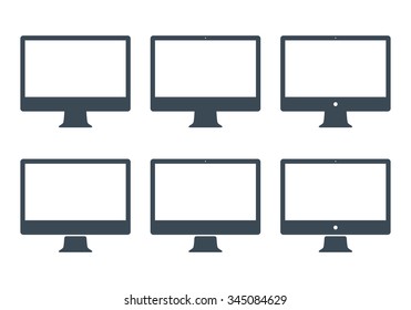 computer monitor set icon in glyph design style isolated on white background. grey display symbol. stock vector illustration