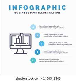 Computer, Monitor, Shirt, Graph Line icon with 5 steps presentation infographics Background. Vector Icon Template background