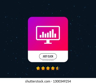 Computer monitor sign icon. Market monitoring. Web or internet icon design. Rating stars. Just click button. Vector