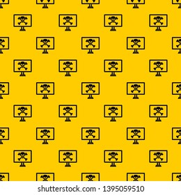Computer monitor with a skull and bones pattern seamless vector repeat geometric yellow for any design