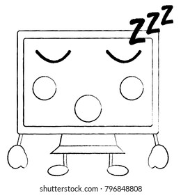 computer monitor sleep kawaii icon image 