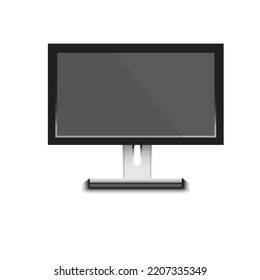 Computer Monitor. Smart TV, 4K Full Hd TV Flat Screen LCD Widescreen Plasma. White Blank Monitor Mockup. Realistic Vector Illustration