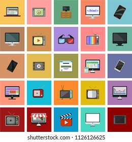 Computer monitor, smartphone, laptop and tablet pc design. Mobile phone smart digital device set