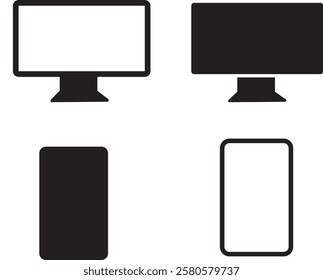 Computer monitor, smartphone, Line Computer symbol isolated tablet and laptop symbol collection
