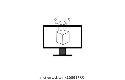 Computer monitor and software technology icon vector design for use.