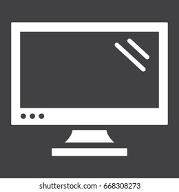Computer monitor solid icon, screen and device, vector graphics, a glyph pattern on a black background, eps 10.