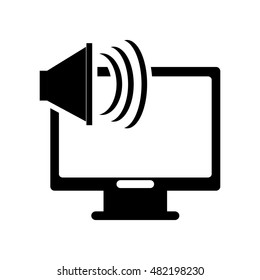 computer monitor and speaker icon