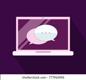 Computer monitor with speech bubbles. Vector illustration