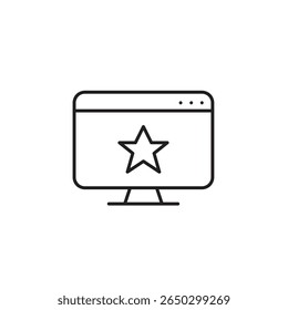 Computer monitor and star. Featured electronic product. Award-winning hardware. Pixel perfect, editable stroke vector icon