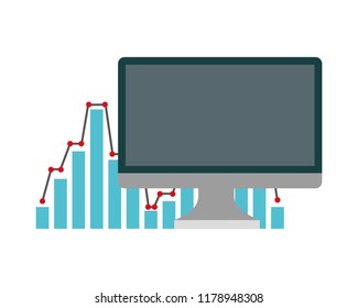 computer monitor with statistics graphical