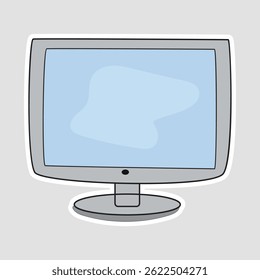 Computer Monitor Sticker Vector. A flat-style vector illustration of a desktop monitor. Great for tech-related stickers, planners, or digital designs