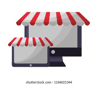 computer monitor and tablet device with parasol