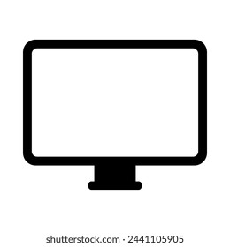 Un monitor de ordenador, un signo tecnológico, un objeto transparente, un icono plano, vector de una ilustración aislada sobre fondo blanco