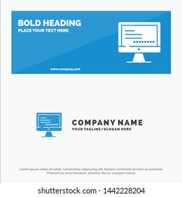 Computer, Monitor, Text, Education SOlid Icon Website Banner and Business Logo Template