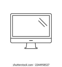 Computer monitor thin line icon on white background