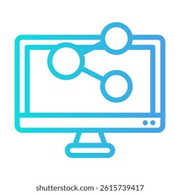 Computer monitor with three circles connected to represent networking. Suitable for technology and networking concepts.