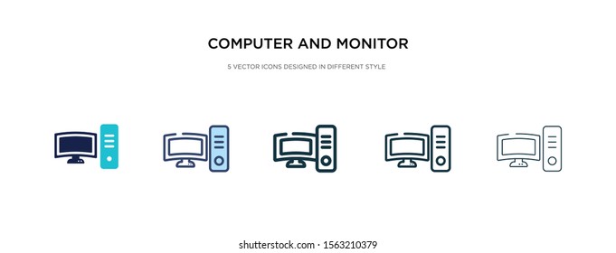 computer and monitor tools icon in different style vector illustration. two colored and black computer and monitor tools vector icons designed in filled, outline, line stroke style can be used for