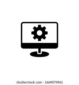 Computer and monitor tools vector icon in black solid flat design icon isolated on white background