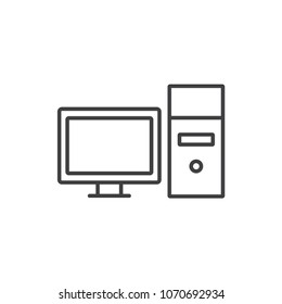 Computer monitor and tower line icon.