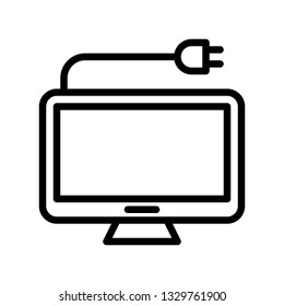 Computer monitor vector, Electronic device line style icon editable stroke