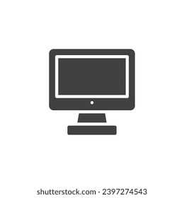 Computer monitor vector icon. filled flat sign for mobile concept and web design. Desktop monitor glyph icon. Symbol, logo illustration. Vector graphics