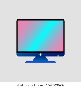 Computer monitor vector icon in flat design, stylish gradient, popular colors. eps10