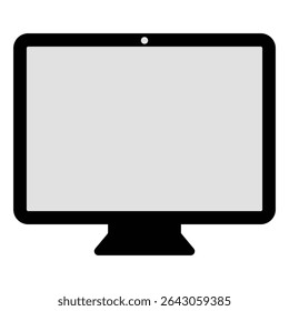 Computer Monitor Vector Icon, Flat Desktop Screen Silhouette.