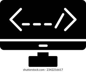 Computer Monitor Vector Icon Glyph Style
