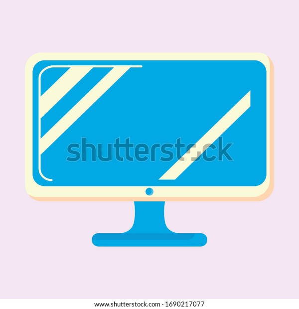 Computer Monitor vector icon. Illustration of\
PC desktop display in modern Flat style with a shadow. Computer web\
icon. Personal computer in flat\
style.