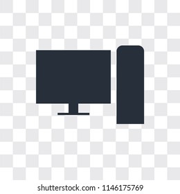 Computer monitor vector icon isolated on transparent background, Computer monitor logo concept