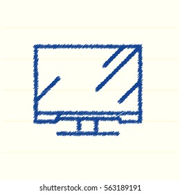 Computer monitor vector icon for web design and mobile application user interface