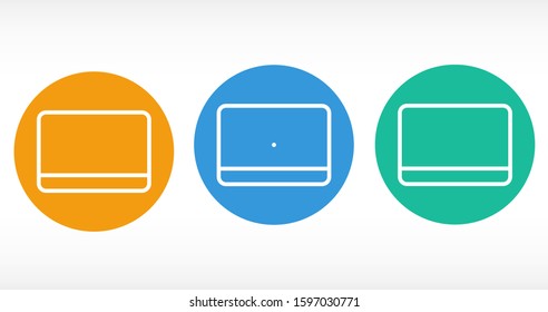 Computer monitor Vector  icon widescreen isolated on white background.Vector  icon  Flat PC symbol. illustration, Vector  icon EPS 10. Computer monitor Vector  icon widescreen isolated 