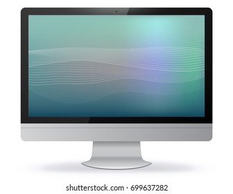 Computer Monitor Vector Illustration With Abstract Screen